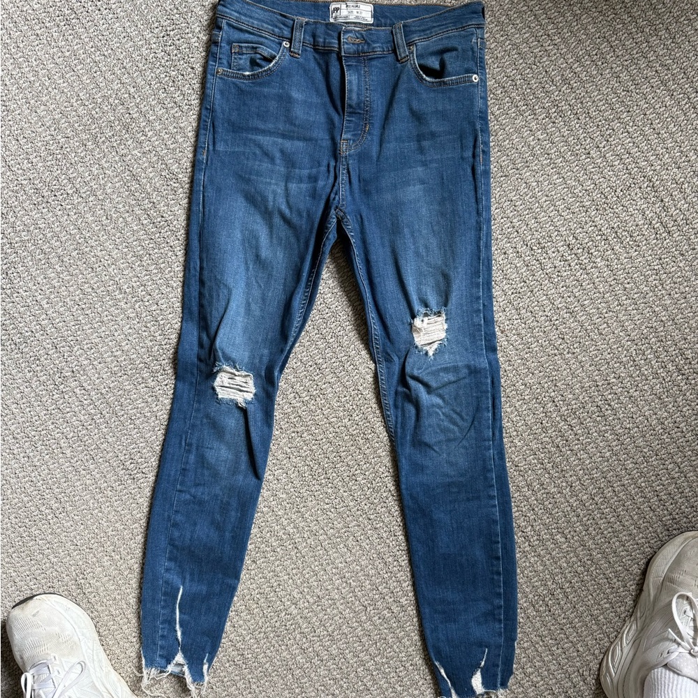 Free People Distressed Skinny Jeans in Blue